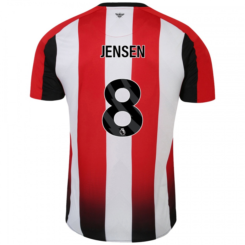 Niño Camiseta Mathias Jensen #8 Rojo Blanco 1ª Equipación 2024/25 La Camisa Perú