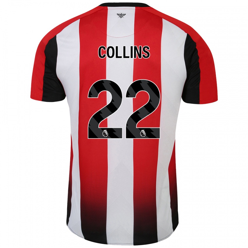 Niño Camiseta Nathan Collins #22 Rojo Blanco 1ª Equipación 2024/25 La Camisa Perú