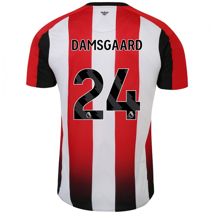 Niño Camiseta Mikkel Damsgaard #24 Rojo Blanco 1ª Equipación 2024/25 La Camisa Perú