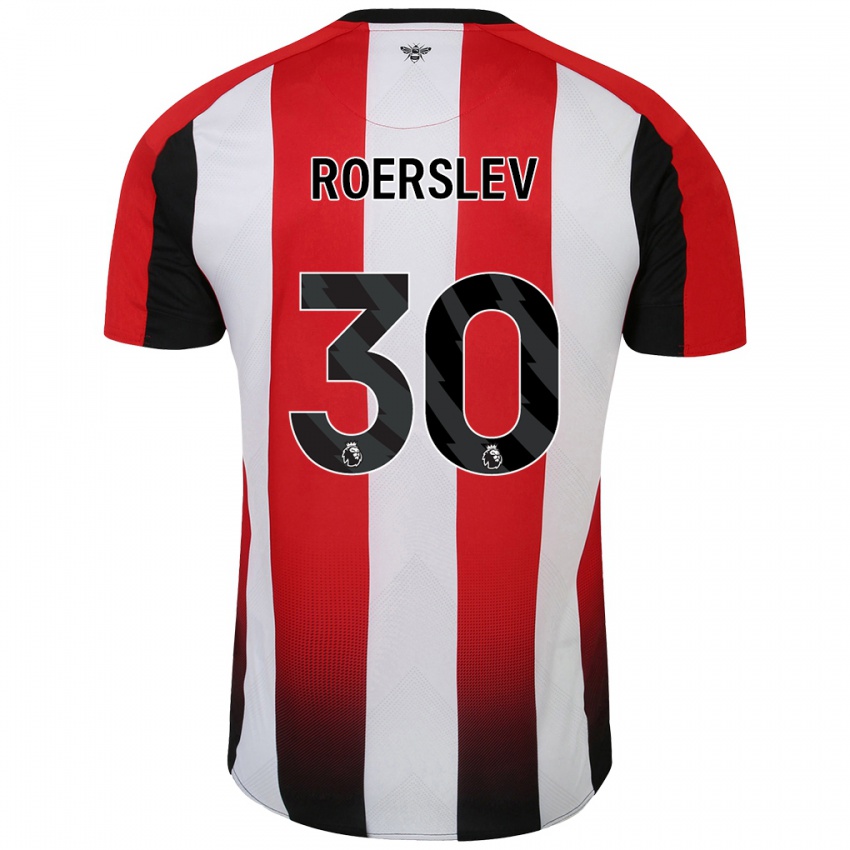 Niño Camiseta Mads Roerslev #30 Rojo Blanco 1ª Equipación 2024/25 La Camisa Perú