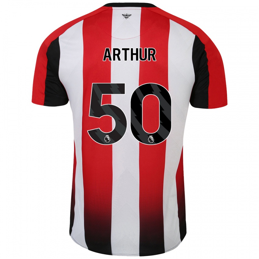 Niño Camiseta Benjamin Arthur #50 Rojo Blanco 1ª Equipación 2024/25 La Camisa Perú