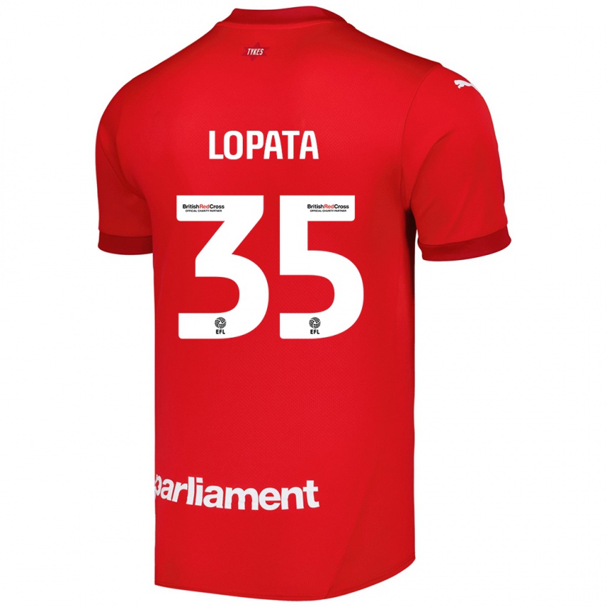 Niño Camiseta Kacper Lopata #35 Rojo 1ª Equipación 2024/25 La Camisa Perú