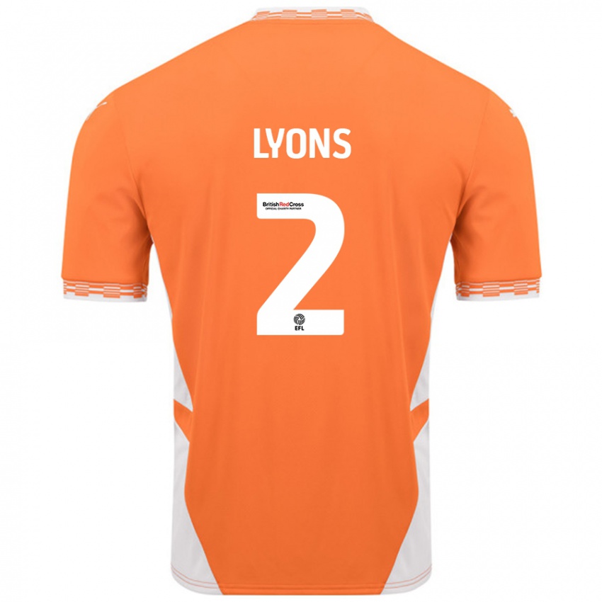 Niño Camiseta Andy Lyons #2 Naranja Blanco 1ª Equipación 2024/25 La Camisa Perú