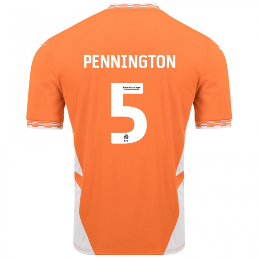 Niño Camiseta Matthew Pennington #5 Naranja Blanco 1ª Equipación 2024/25 La Camisa Perú