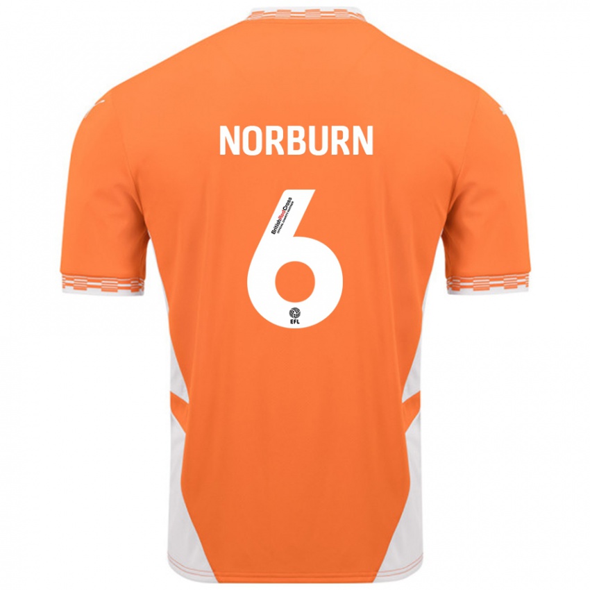 Niño Camiseta Oliver Norburn #6 Naranja Blanco 1ª Equipación 2024/25 La Camisa Perú