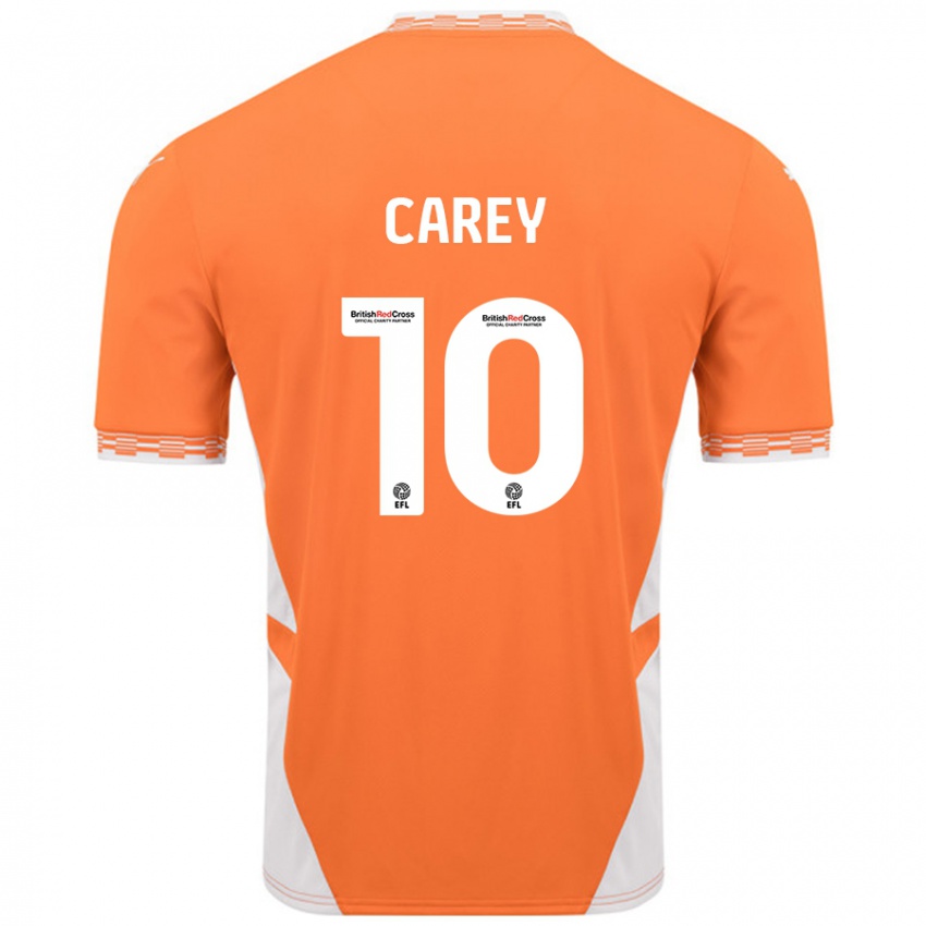 Niño Camiseta Sonny Carey #10 Naranja Blanco 1ª Equipación 2024/25 La Camisa Perú