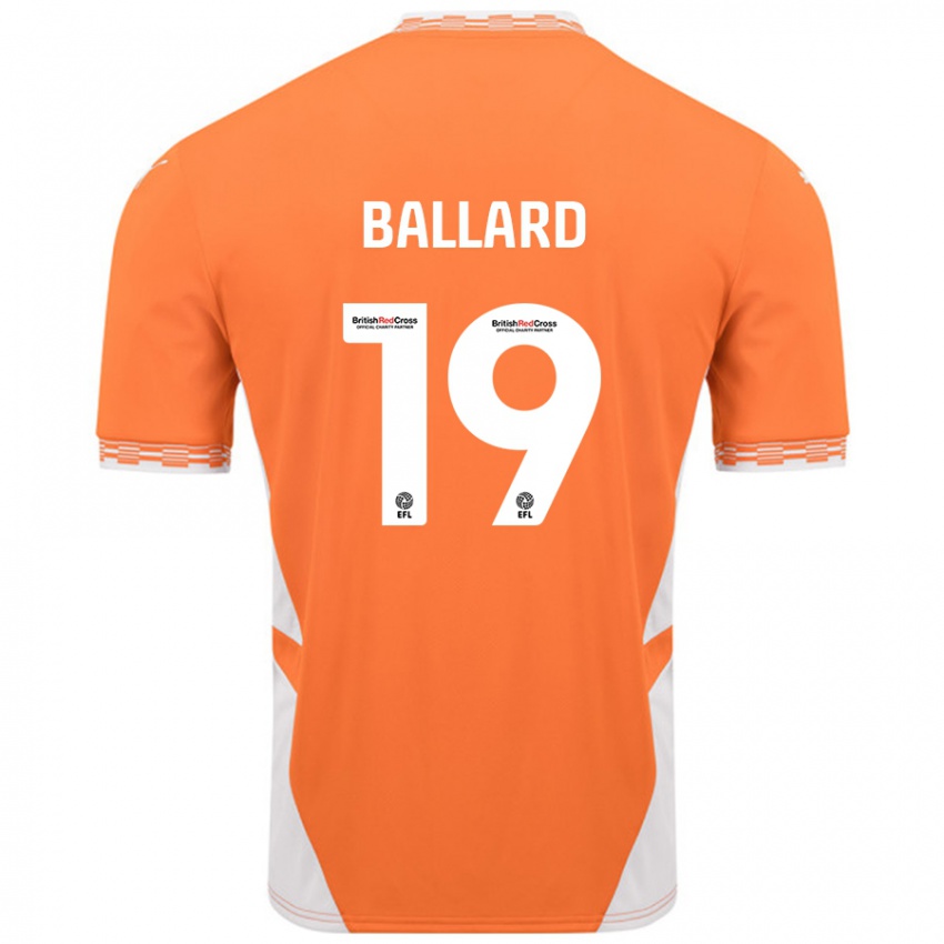 Niño Camiseta Dom Ballard #19 Naranja Blanco 1ª Equipación 2024/25 La Camisa Perú