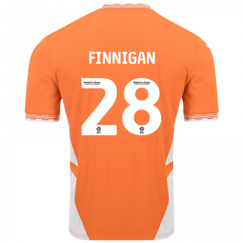 Niño Camiseta Ryan Finnigan #28 Naranja Blanco 1ª Equipación 2024/25 La Camisa Perú