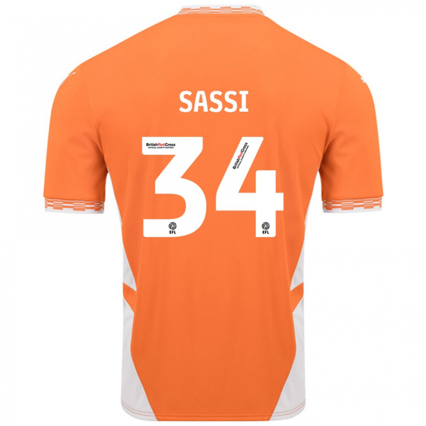 Niño Camiseta Dan Sassi #34 Naranja Blanco 1ª Equipación 2024/25 La Camisa Perú