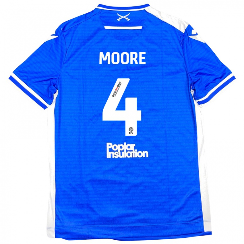 Niño Camiseta Taylor Moore #4 Azul Blanco 1ª Equipación 2024/25 La Camisa Perú