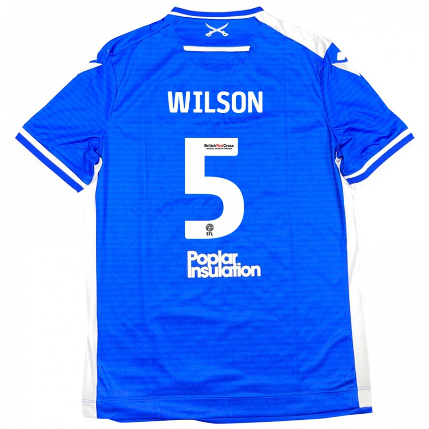 Niño Camiseta James Wilson #5 Azul Blanco 1ª Equipación 2024/25 La Camisa Perú