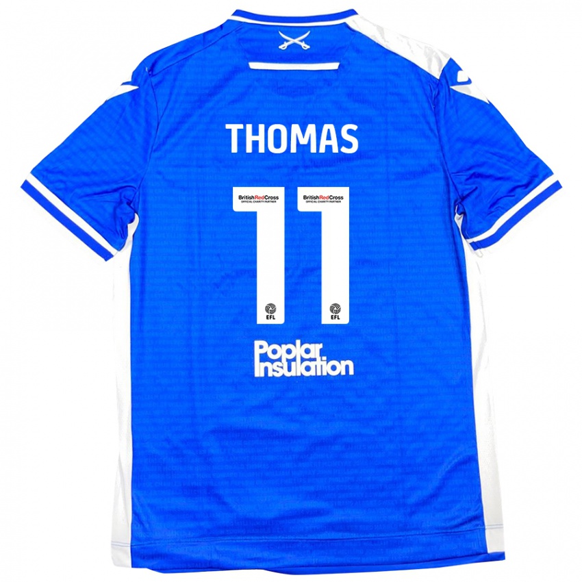 Niño Camiseta Luke Thomas #11 Azul Blanco 1ª Equipación 2024/25 La Camisa Perú