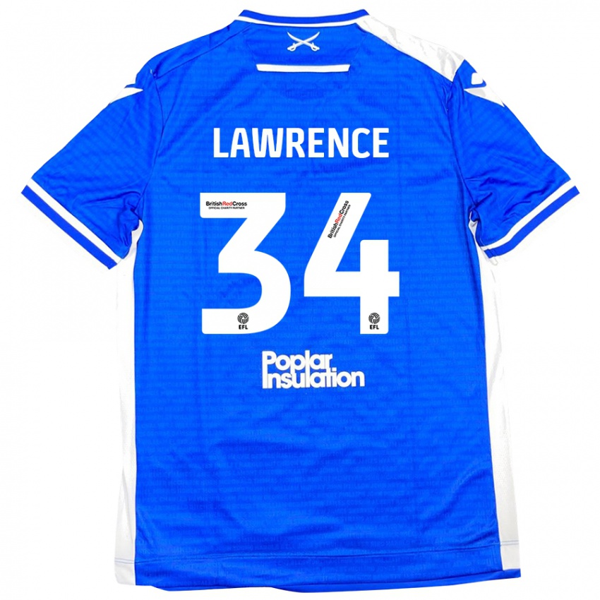 Niño Camiseta Jerry Lawrence #34 Azul Blanco 1ª Equipación 2024/25 La Camisa Perú