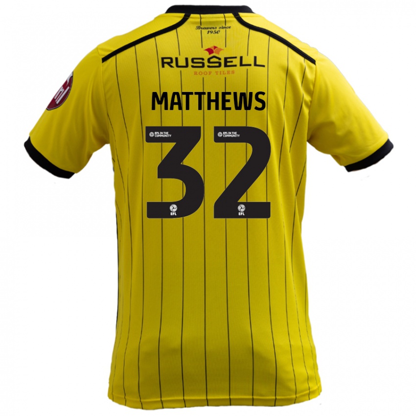 Niño Camiseta Daniel Matthews #32 Amarillo 1ª Equipación 2024/25 La Camisa Perú