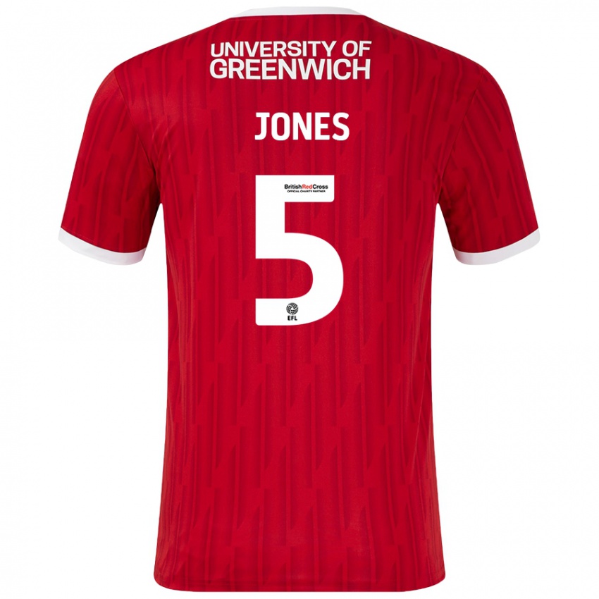 Niño Camiseta Lloyd Jones #5 Rojo Blanco 1ª Equipación 2024/25 La Camisa Perú