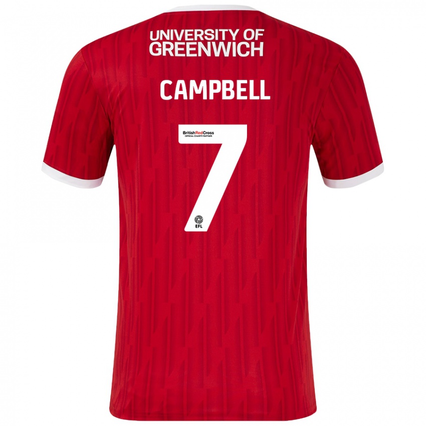 Niño Camiseta Tyreece Campbell #7 Rojo Blanco 1ª Equipación 2024/25 La Camisa Perú