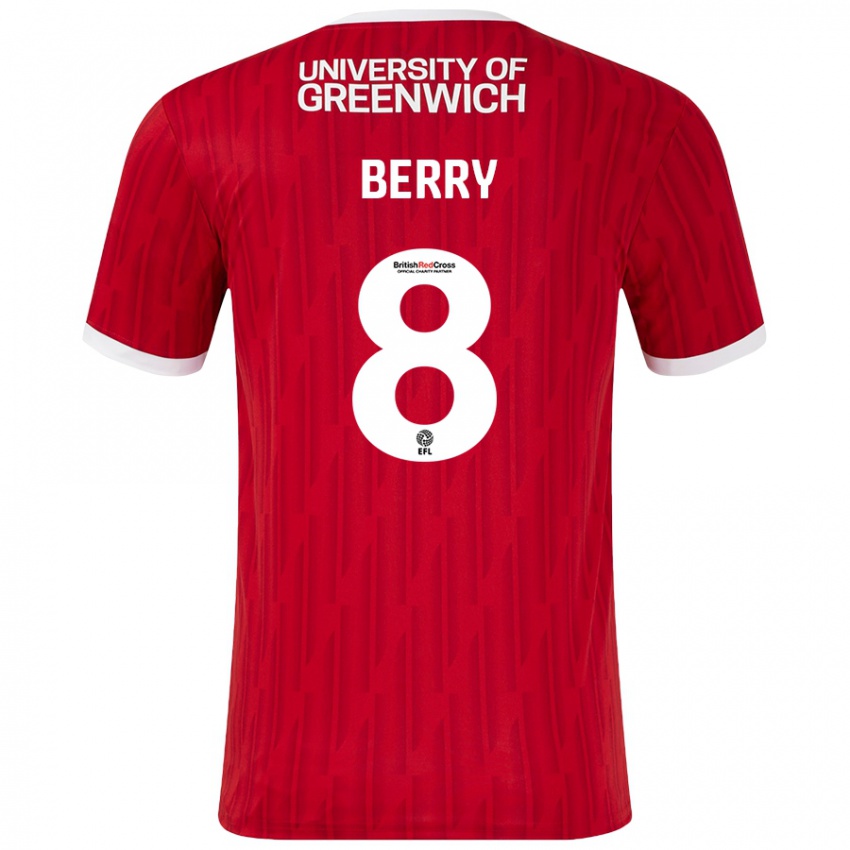 Niño Camiseta Luke Berry #8 Rojo Blanco 1ª Equipación 2024/25 La Camisa Perú