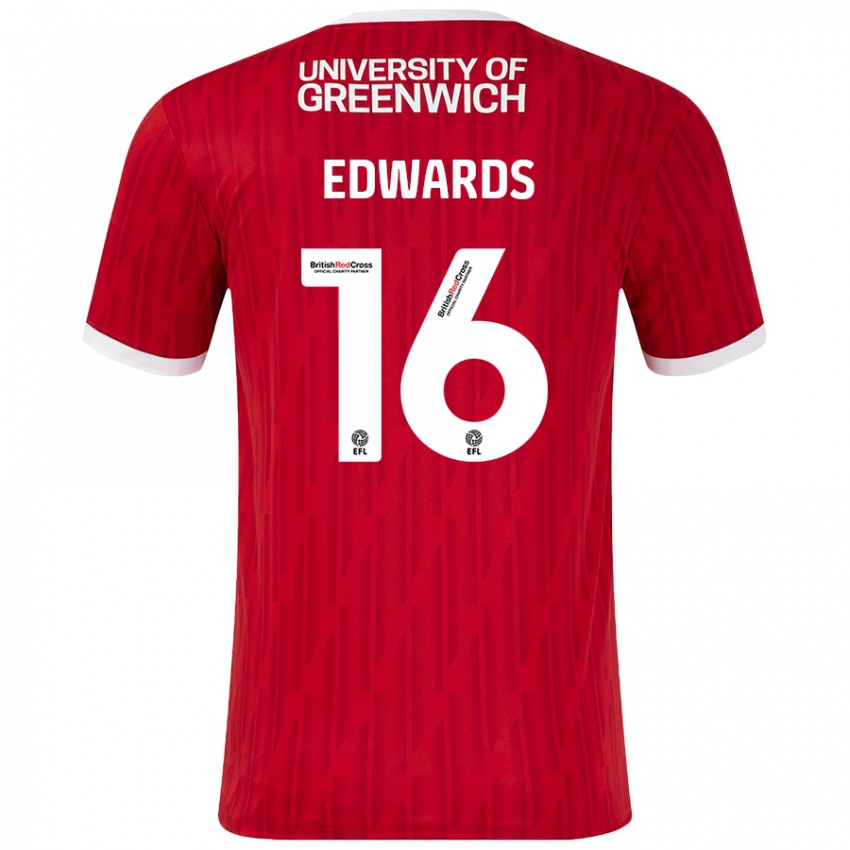 Niño Camiseta Josh Edwards #16 Rojo Blanco 1ª Equipación 2024/25 La Camisa Perú