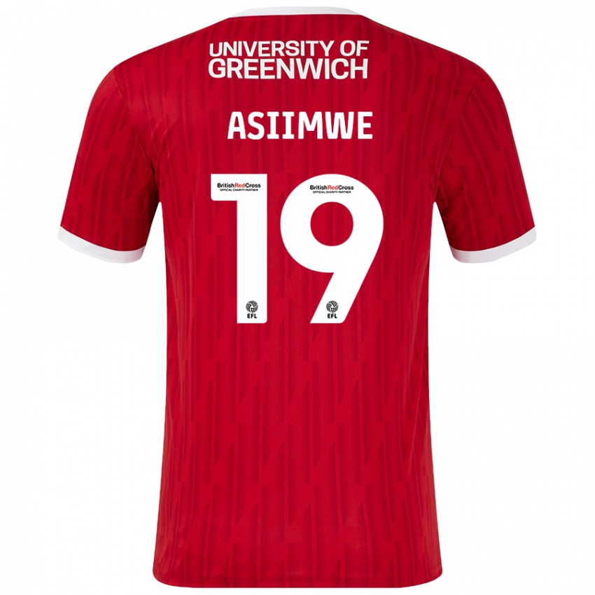 Niño Camiseta Nathan Asiimwe #19 Rojo Blanco 1ª Equipación 2024/25 La Camisa Perú