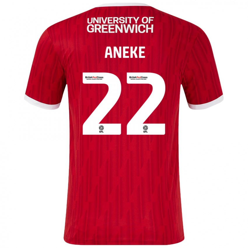 Niño Camiseta Chuks Aneke #22 Rojo Blanco 1ª Equipación 2024/25 La Camisa Perú