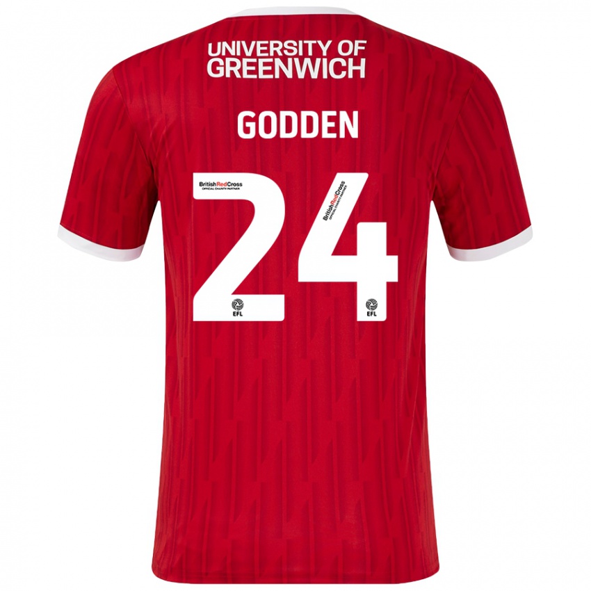 Niño Camiseta Matt Godden #24 Rojo Blanco 1ª Equipación 2024/25 La Camisa Perú