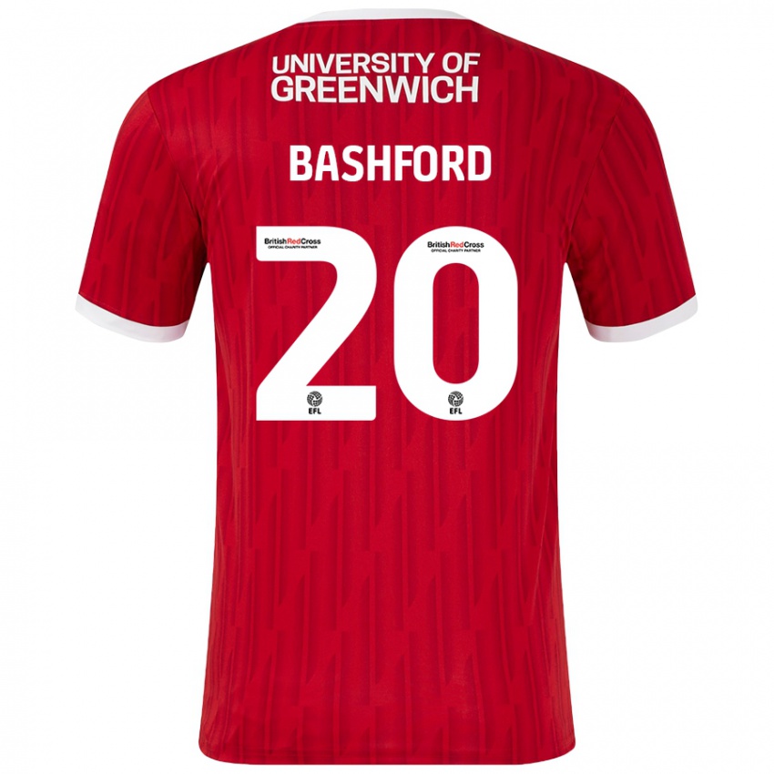 Niño Camiseta Mary Bashford #20 Rojo Blanco 1ª Equipación 2024/25 La Camisa Perú