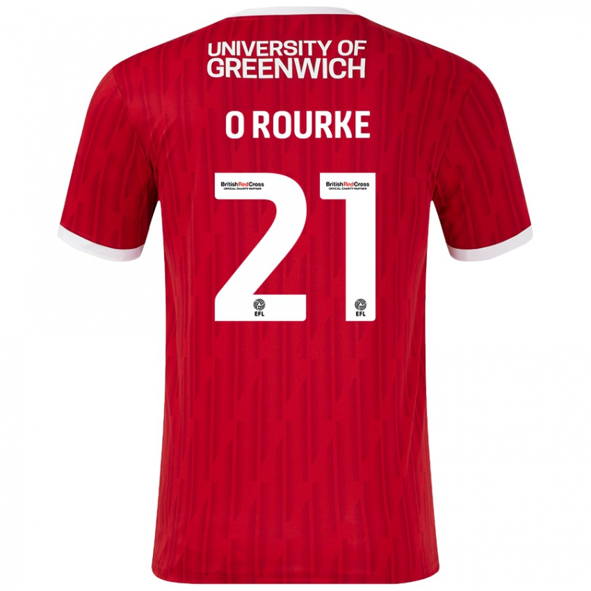 Niño Camiseta Sophie O'rourke #21 Rojo Blanco 1ª Equipación 2024/25 La Camisa Perú