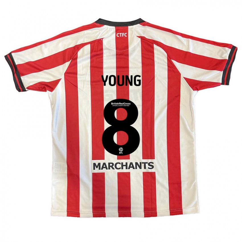 Niño Camiseta Luke Young #8 Rojo Blanco 1ª Equipación 2024/25 La Camisa Perú