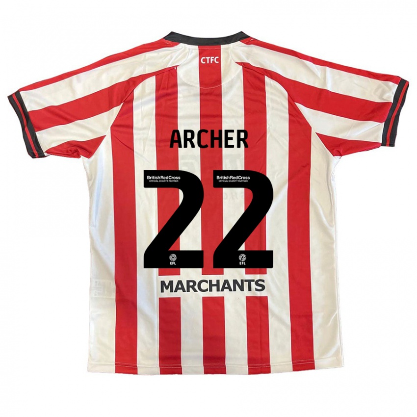 Niño Camiseta Ethon Archer #22 Rojo Blanco 1ª Equipación 2024/25 La Camisa Perú