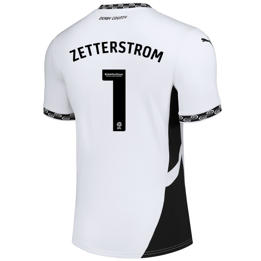 Niño Camiseta Jacob Widell Zetterström #1 Blanco Negro 1ª Equipación 2024/25 La Camisa Perú