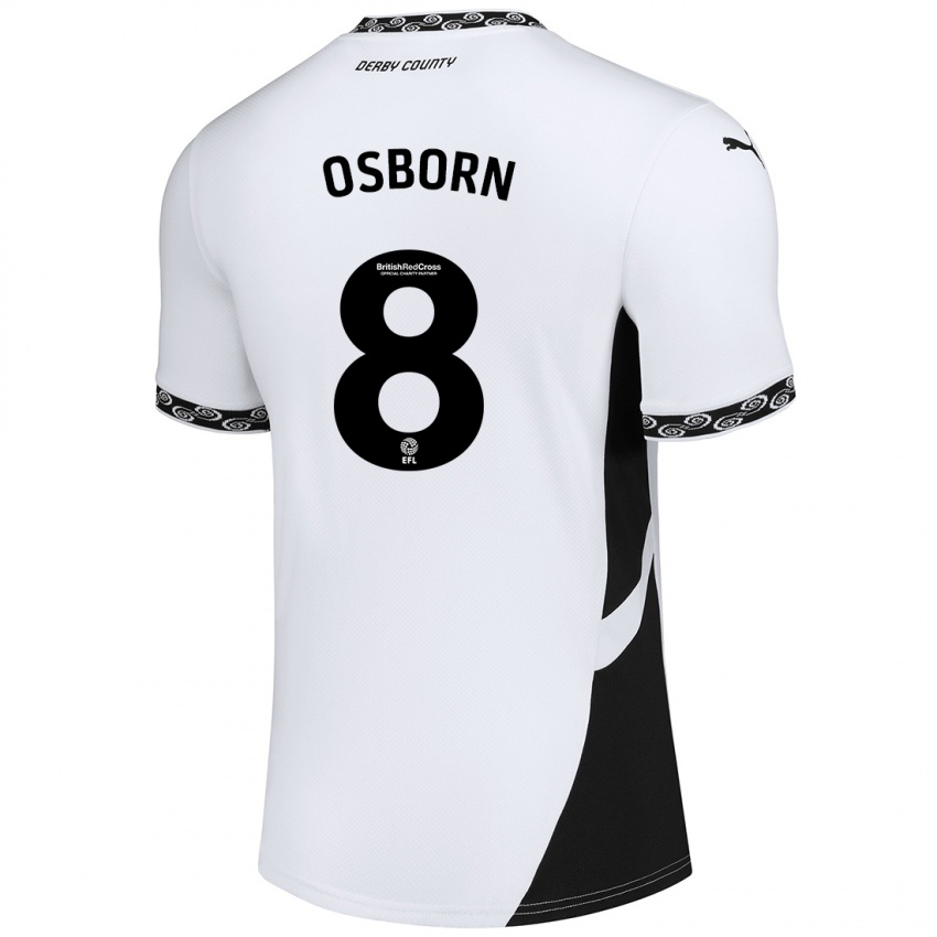 Niño Camiseta Ben Osborn #8 Blanco Negro 1ª Equipación 2024/25 La Camisa Perú