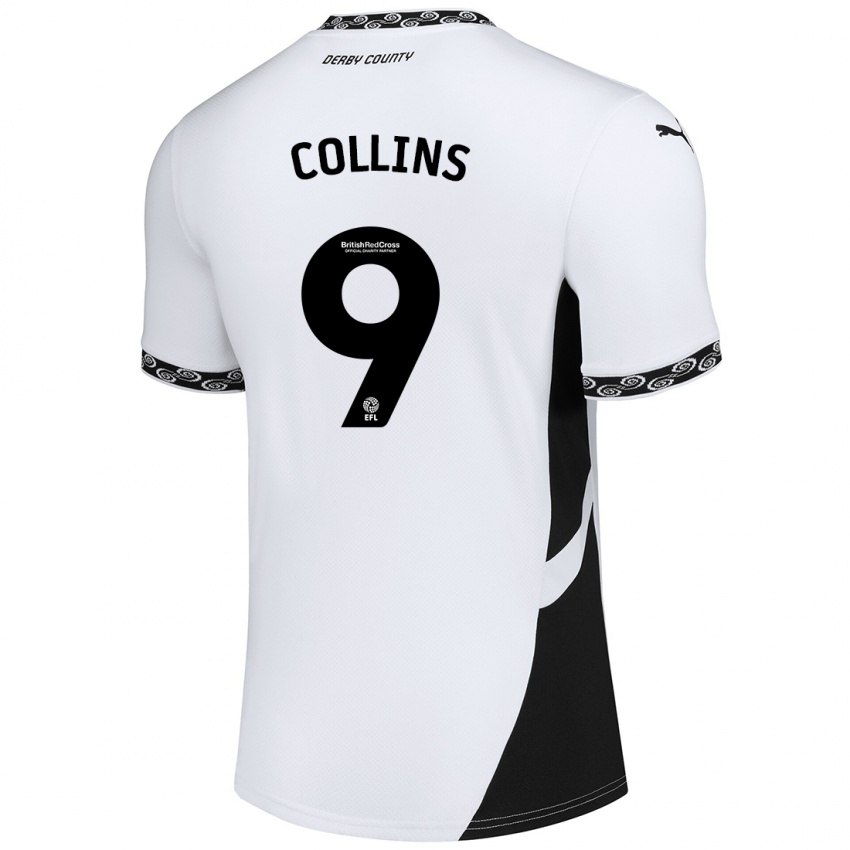 Niño Camiseta James Collins #9 Blanco Negro 1ª Equipación 2024/25 La Camisa Perú