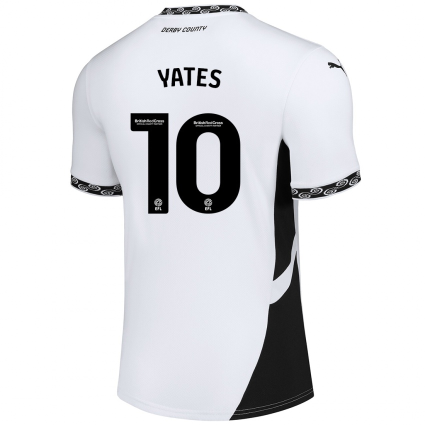 Niño Camiseta Jerry Yates #10 Blanco Negro 1ª Equipación 2024/25 La Camisa Perú