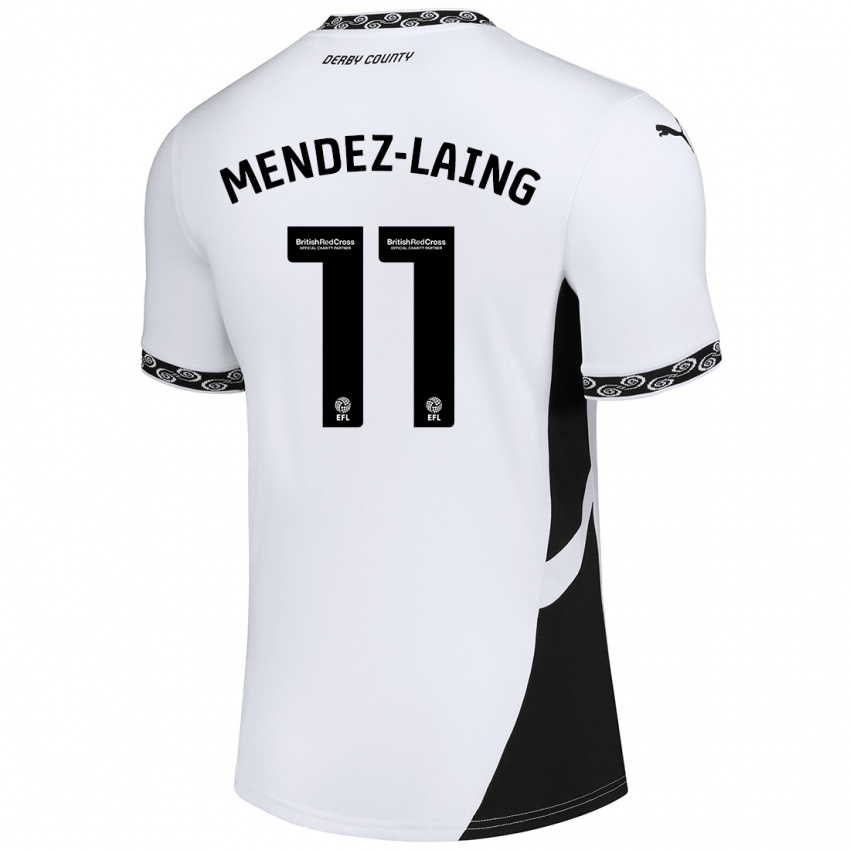 Niño Camiseta Nathaniel Méndez-Laing #11 Blanco Negro 1ª Equipación 2024/25 La Camisa Perú