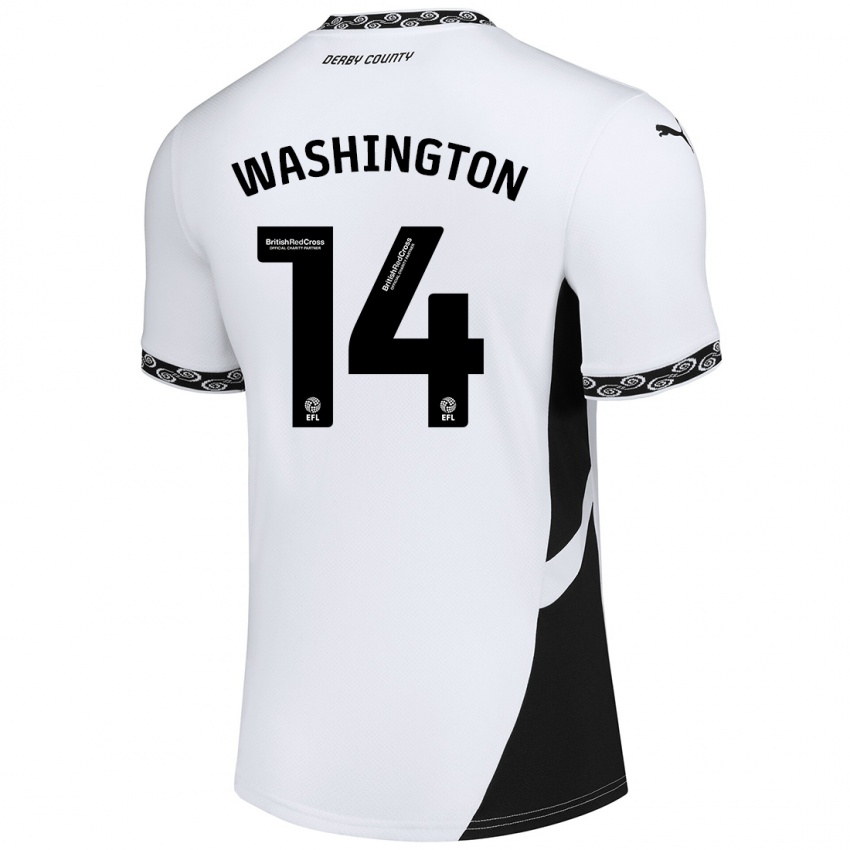 Niño Camiseta Conor Washington #14 Blanco Negro 1ª Equipación 2024/25 La Camisa Perú