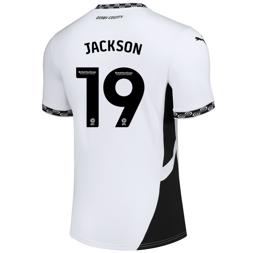 Niño Camiseta Kayden Jackson #19 Blanco Negro 1ª Equipación 2024/25 La Camisa Perú