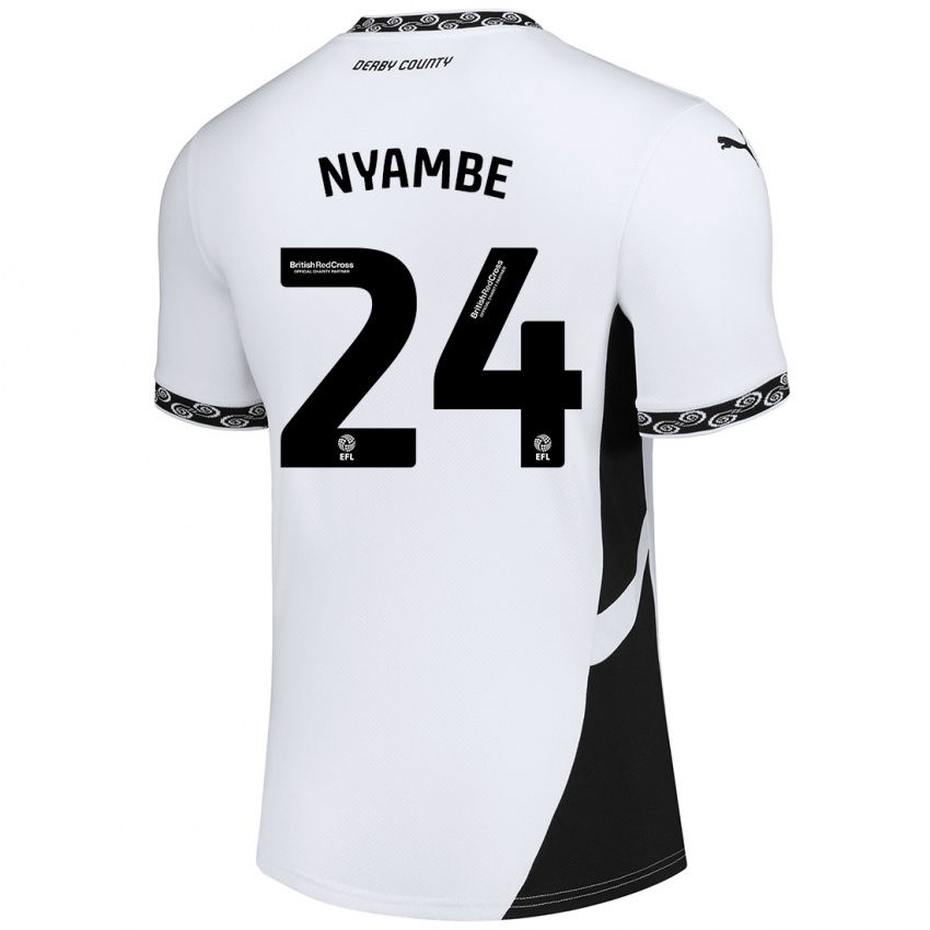 Niño Camiseta Ryan Nyambe #24 Blanco Negro 1ª Equipación 2024/25 La Camisa Perú