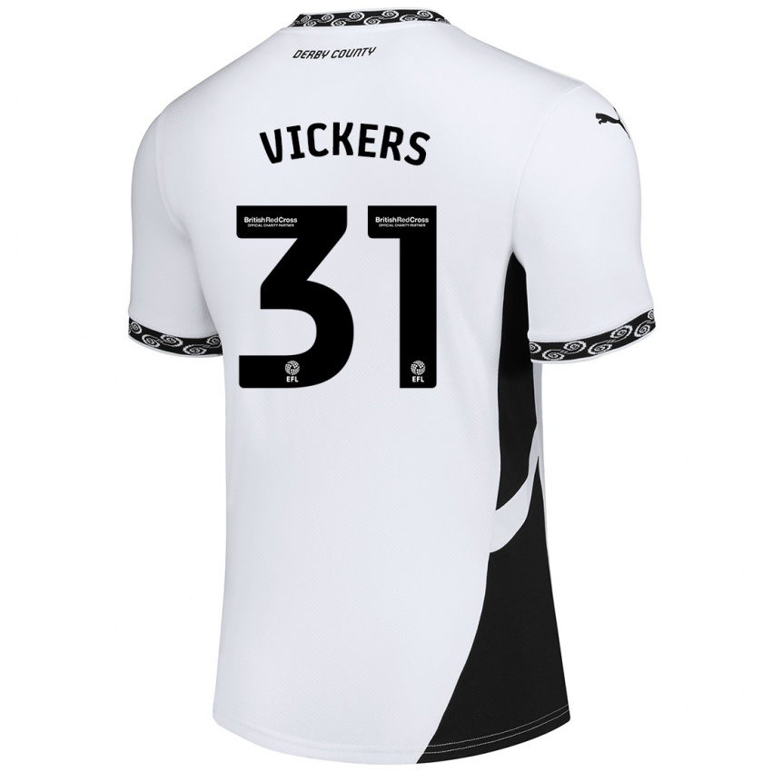 Niño Camiseta Josh Vickers #31 Blanco Negro 1ª Equipación 2024/25 La Camisa Perú