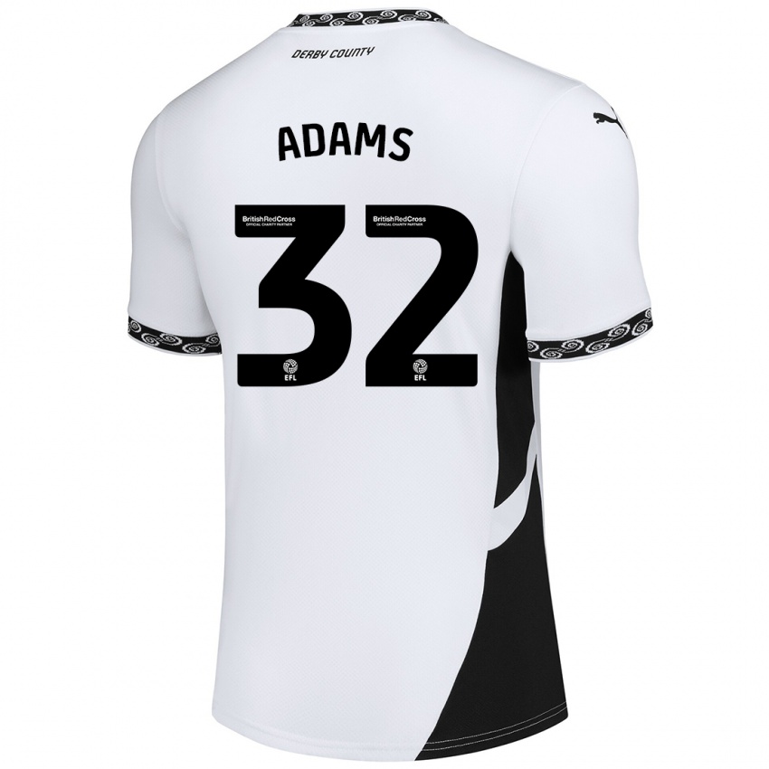 Niño Camiseta Ebou Adams #32 Blanco Negro 1ª Equipación 2024/25 La Camisa Perú