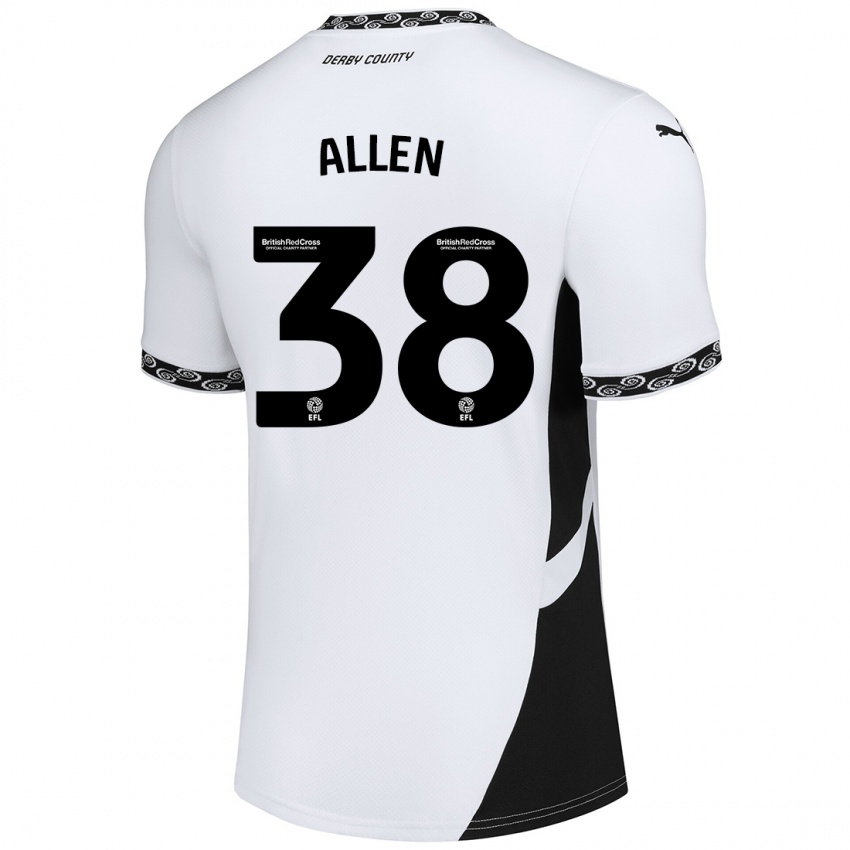 Niño Camiseta Cruz Allen #38 Blanco Negro 1ª Equipación 2024/25 La Camisa Perú