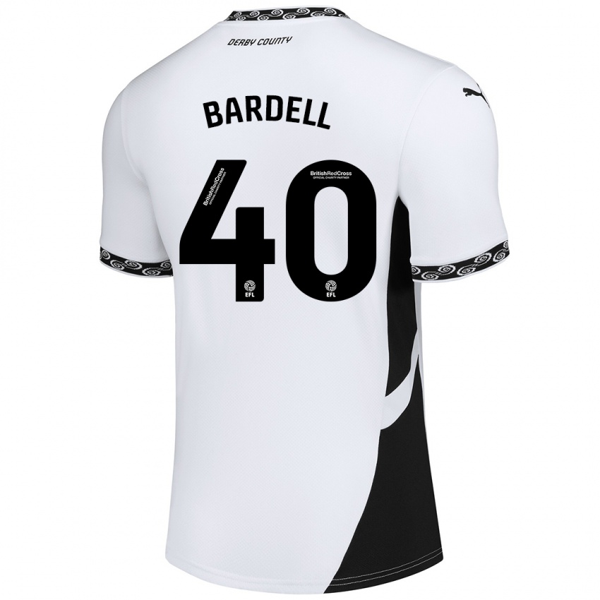 Niño Camiseta Max Bardell #40 Blanco Negro 1ª Equipación 2024/25 La Camisa Perú