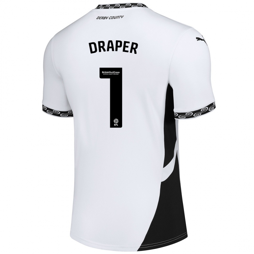 Niño Camiseta Anna Draper #1 Blanco Negro 1ª Equipación 2024/25 La Camisa Perú