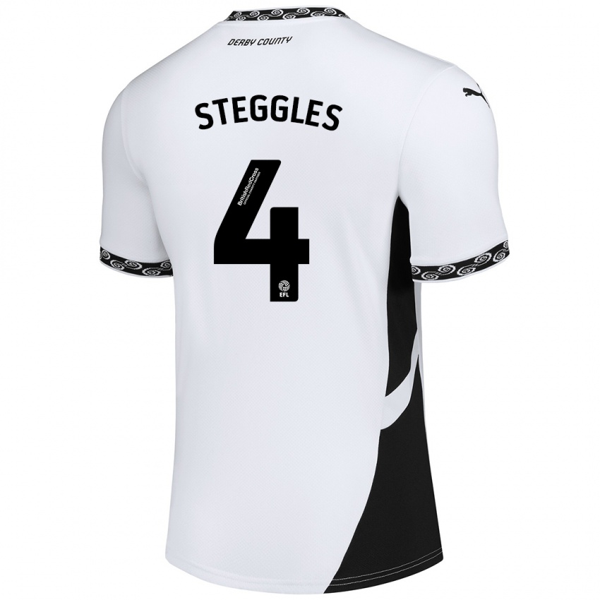 Niño Camiseta Charlotte Steggles #4 Blanco Negro 1ª Equipación 2024/25 La Camisa Perú