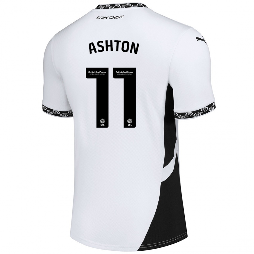 Niño Camiseta Eleanor Ashton #11 Blanco Negro 1ª Equipación 2024/25 La Camisa Perú