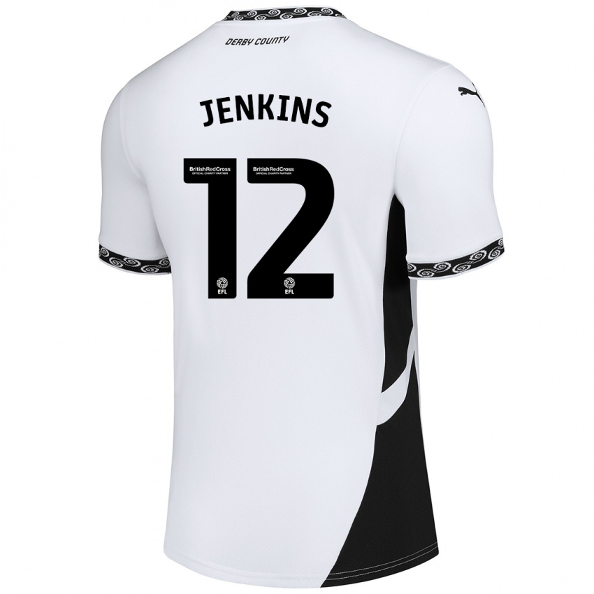 Niño Camiseta Camille Jenkins #12 Blanco Negro 1ª Equipación 2024/25 La Camisa Perú