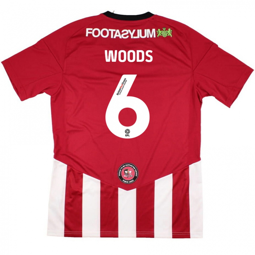 Niño Camiseta Ryan Woods #6 Rojo Blanco 1ª Equipación 2024/25 La Camisa Perú