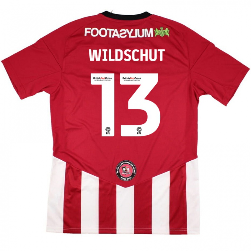 Niño Camiseta Yanic Wildschut #13 Rojo Blanco 1ª Equipación 2024/25 La Camisa Perú