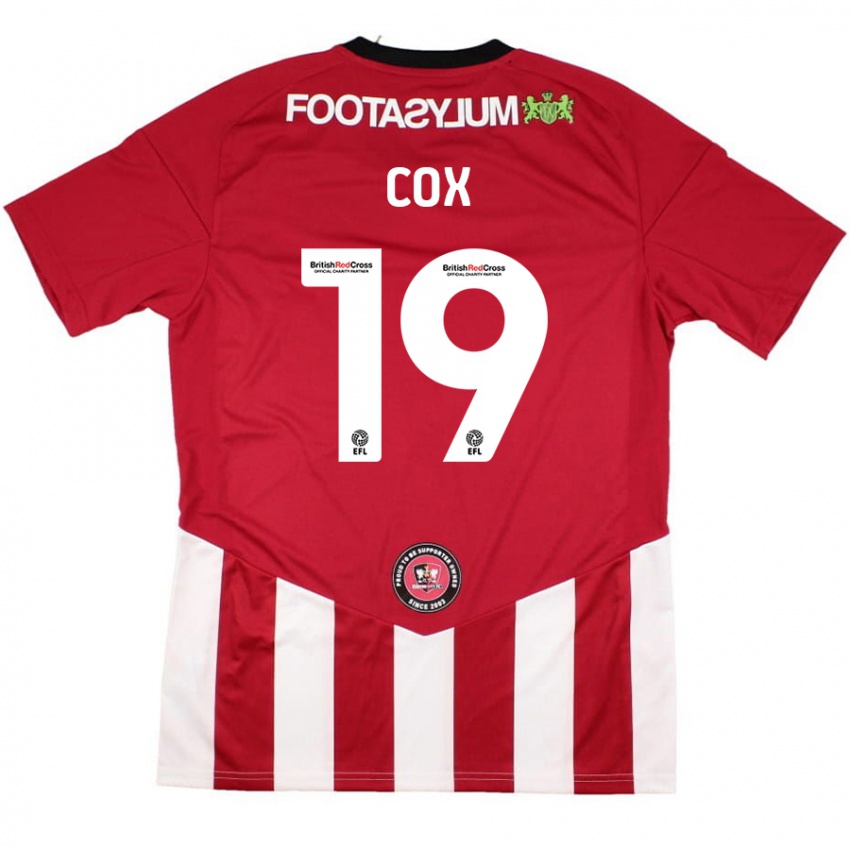 Niño Camiseta Sonny Cox #19 Rojo Blanco 1ª Equipación 2024/25 La Camisa Perú