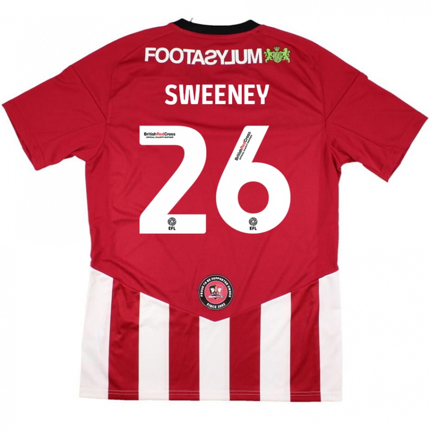 Niño Camiseta Pierce Sweeney #26 Rojo Blanco 1ª Equipación 2024/25 La Camisa Perú