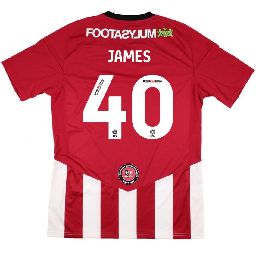 Niño Camiseta Ed James #40 Rojo Blanco 1ª Equipación 2024/25 La Camisa Perú